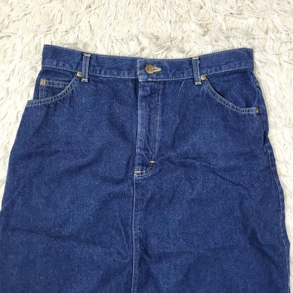 Vintage LL Bean Dark Wash Denim Jean Skirt Made in Maine - USA / Size 16 - Picture 2 of 16